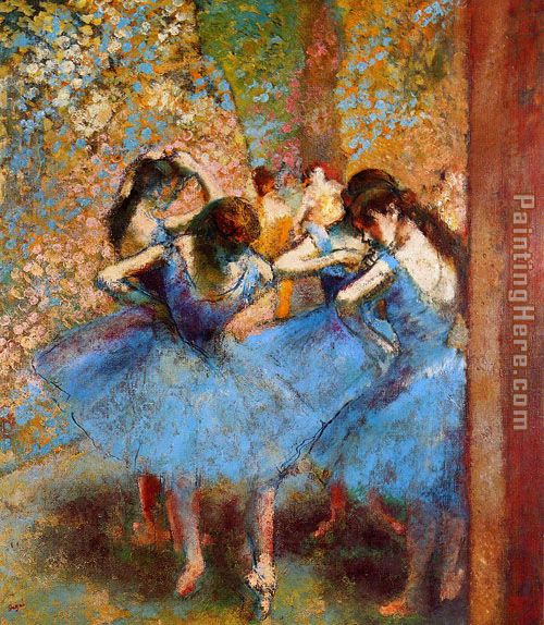 Dancers in Blue painting - Edgar Degas Dancers in Blue art painting